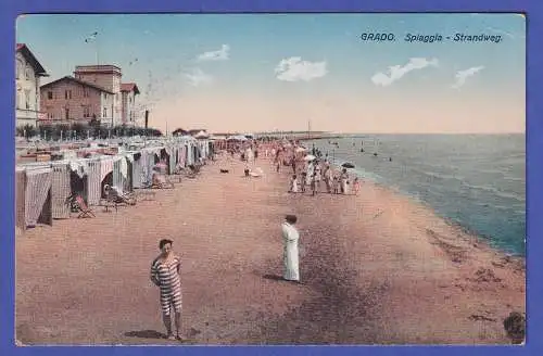 AK Grado (Italien, am Golf von Triest) Strandweg 1923