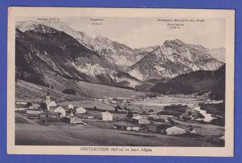 AK Hinterstein (Allgäu) Ortsansicht und Bergpanorama 1919