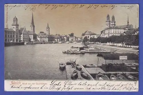 AK Zürich Stadtansicht von der Quaibrücke 1904