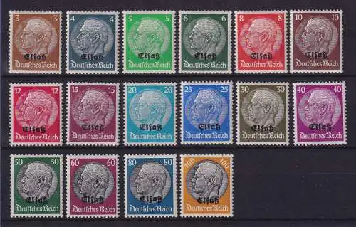 Dt. Besetzung 2. Weltkrieg Elsaß 1940 Hindenburg-Satz Mi.-Nr 1-16 postfrisch **