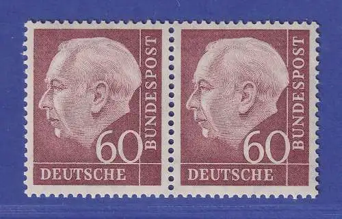 Bundesrepublik 1954 Theodor Heuss 60 Pf Mi.-Nr. 190 waag. Paar postfrisch ** 