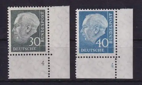 Bundesrepublik 1957 Theodor Heuss Mi.-Nr. 259-260 x mit Formnummer 4 ** 