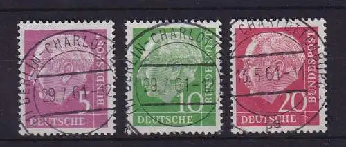 Bund Theodor Heuss Mi.-Nr. 179, 183, 185 Y alle O BERLIN-CHARLOTTENBURG