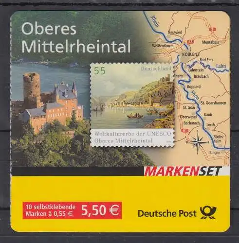 Bund 2006 Markenheftchen Oberes Mittelrheintal seltene Variante Mi.-Nr. MH 63ba