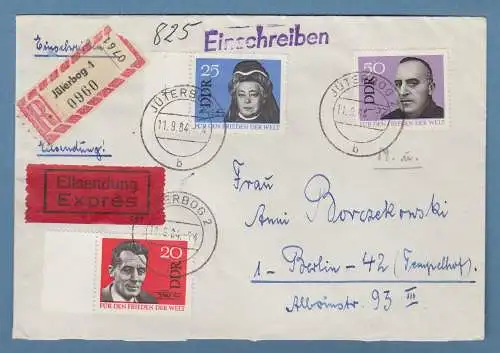 DDR 1964 Herbstmesse Mi.-Nr. 1052-53 mit DV rücks. auf R-Brief aus Jüterbog