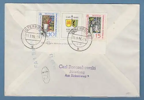 DDR 1964 Herbstmesse Mi.-Nr. 1052-53 mit DV rücks. auf R-Brief aus Jüterbog