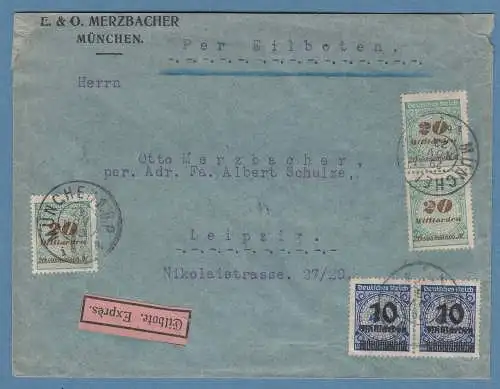 DR Infla 29.11.1923 Express-Brief von München nach Berlin. 