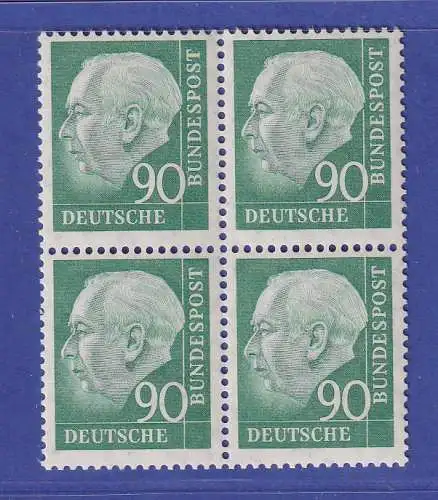Bundesrepublik 1957 Theodor Heuss 90 Pf Mi.-Nr. 265 x v Viererblock ** 