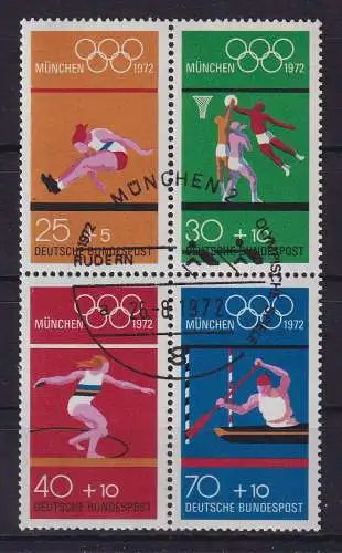 Bund 1972 Olympiade Viererblock aus Heftchenblatt Mi.-Nr. 22 mit So.-O Rudern