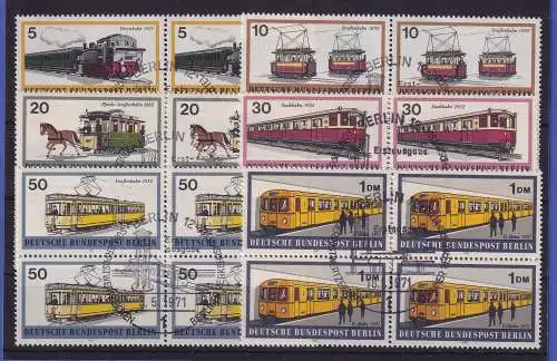 Berlin 1971 Schienenfahrzeuge Mi-Nr. 379-384 je Viererblocks mit Ersttags-So.-O
