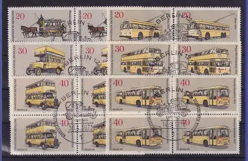 Berlin 1973 Omnibusse Mi-Nr. 446-451 je Viererblocks mit Ersttags-So.-O