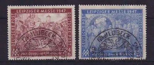 All. Besetzung 1947 Leipziger Messe Mi.-Nr. 941-942 mit So.-O LÜBECK