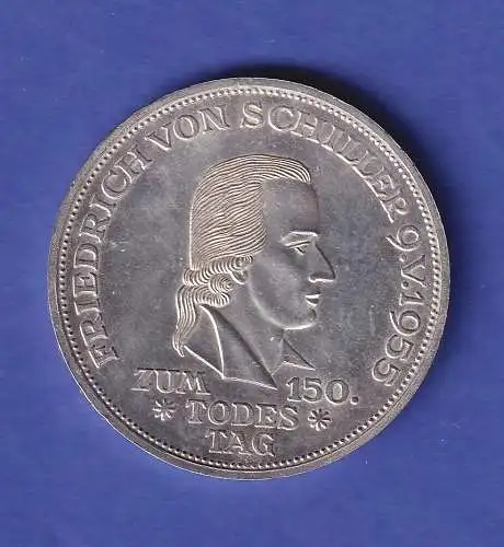 Deutschland 1955 Silbermünze Friedrich Schiller 5 DM  vz