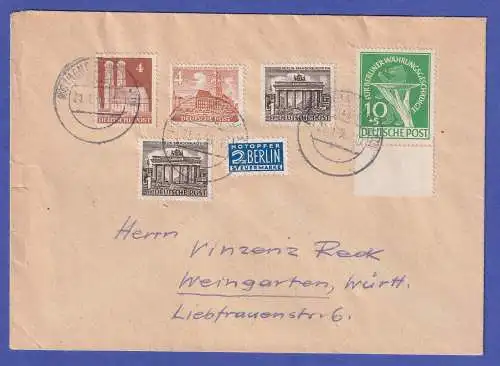 Berlin Währungsgeschädigte 10 Pf Mi.-Nr. 68 in MiF auf Brief O RÖTHENBACH 1950