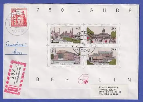 Berlin 1987 Mi.-Nr. Block 8 und 533 auf R-Brief O BERLIN 444