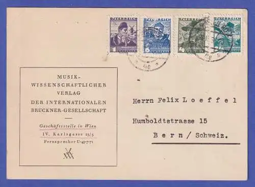 Österreich 1936 Postkarte der Bruckner-Gesellschaft in Wien gel. nach Bern (CH)