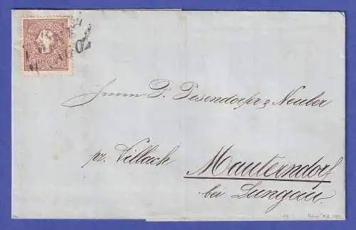 Lombardei-Venetien 10 Soldi Mi-Nr. 10 II O UDINE auf Brief nach Mauterndorf 1859
