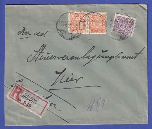Dt. Abstimmungsgebiet Schleswig 1920 Mi.-Nr. 7, 9 auf R-Brief O HALDERSLEBEN