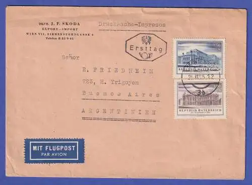 Österreich 1955 Mi.-Nr. 1020-1021 auf Ersttags-Luftpost-Brief nach Buenos Aires
