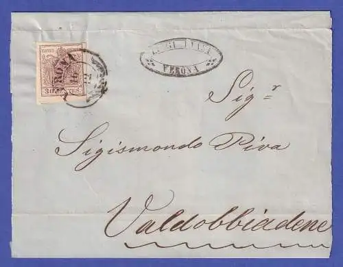 Lombardei-Venetien 30 Centes. Mi.-Nr. 4Y O VERONA auf Brief nach Valdobbiadene