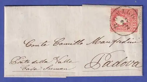 Lombardei-Venetien 9 Soldi Mi.-Nr. 9 I  O ROVIGO auf Brief nach Padua 1861