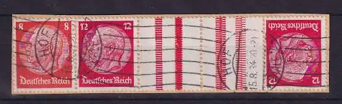 Dt. Reich Hindenburg Zusammendruck Mi.-Nr. KZ19 O HOF auf Briefstück