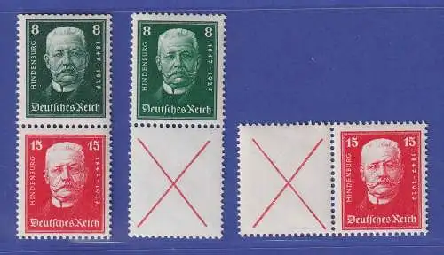 Dt. Reich Hindenburg Zusammendrucke Mi.-Nr. S36, S37, W25 ungebraucht *