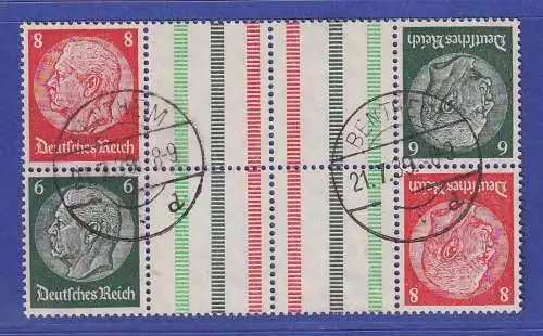 Dt. Reich Hindenburg 2mal Zusammendruck Mi.-Nr. KZ29.1 als Block  O BENTHEIM