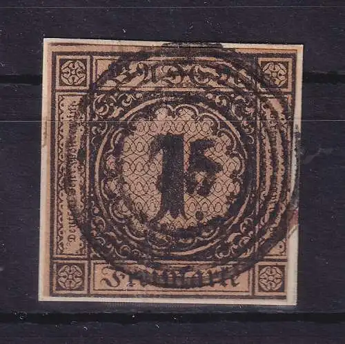 Baden 1 Kreuzer Mi.-Nr. 1b mit Nummern-Stempel auf Briefstück