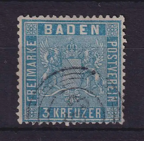 Baden 3 Kreuzer Mi.-Nr. 10a mit Nummern-Stempel 