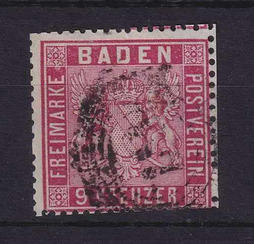 Baden 9 Kreuzer Mi.-Nr. 12 mit Nummern-Stempel 