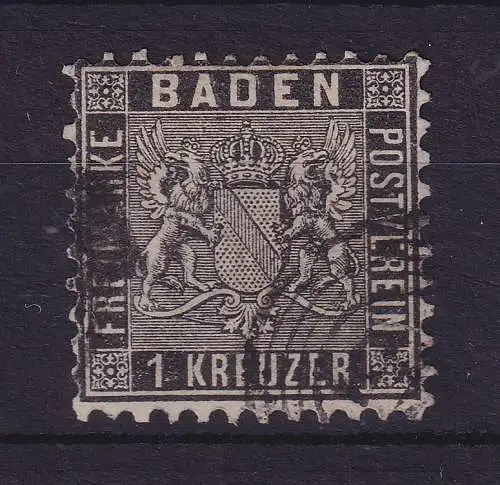 Baden 1 Kreuzer Mi.-Nr. 13a mit Nummern-Stempel 