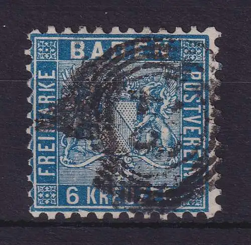 Baden 6 Kreuzer Mi.-Nr. 14a mit Nummern-Stempel 