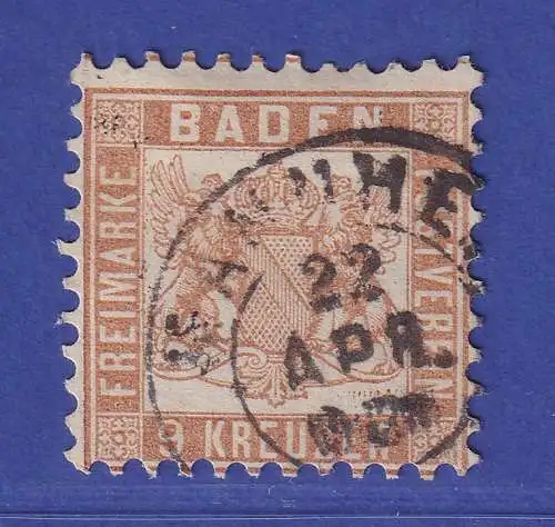 Baden 9 Kreuzer Mi.-Nr. 20b  O MANNHEIM