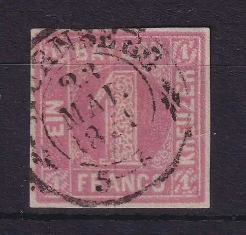 Bayern 1 Kreuzer rosa Mi.-Nr. 3  O NÜRNBERG (1851 ?)
