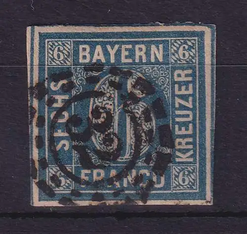 Bayern 6 Kreuzer blau Mi.-Nr. 10  mit OMR 32 Bamberg