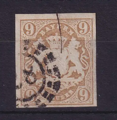 Bayern Wappen 9 Kreuzer braun Mi.-Nr. 17  mit OMR 28 Augsburg