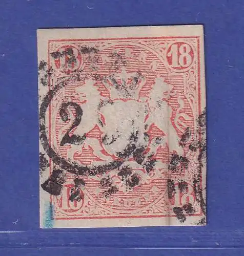 Bayern Wappen 18 Kreuzer rot Mi.-Nr. 19 mit OMR gpr. SCHMITT BPP