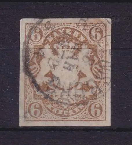 Bayern Wappen 6 Kreuzer braun Mi.-Nr. 20  O REGENSBURG 1872