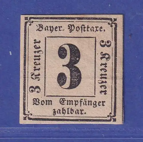 Bayern Portomarke 3 Kreuzer Mi.-Nr. 1 ungebraucht *