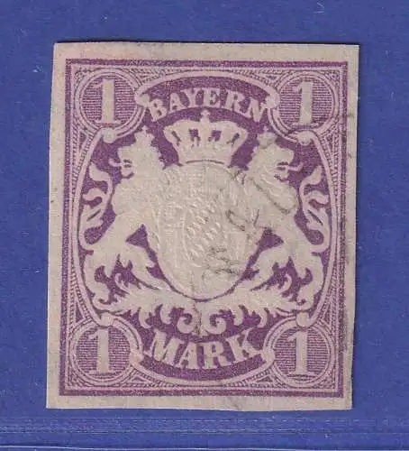 Bayern Wappen 1 Mark violett Mi.-Nr. 30a gestempelt