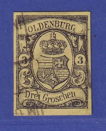 Altdeutschland Oldenburg 1859 Wappen 3 Groschen Mi.-Nr. 8 gestempelt