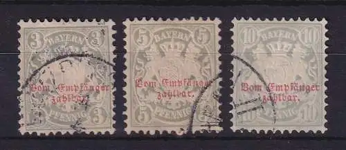 Bayern 1876 Portomarken Mi.-Nr. 4-6 gestempelt