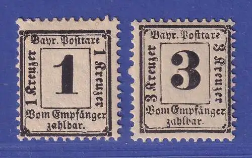 Bayern 1870/71 Portomarken Mi.-Nr. 2-3X ungebraucht *