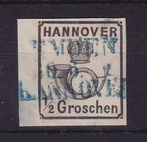 Hannover 1860 Posthorn 1/2 Groschen Mi.-Nr. 17y O auf Briefstück