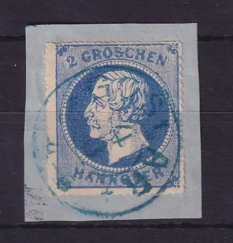 Hannover 1864 König Georg V. 2 Groschen Mi.-Nr. 24y O auf Briefstück