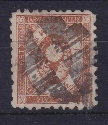 Japan 1876 Alt-Koban 5S braun, Mi.-Nr. 44 gestempelt