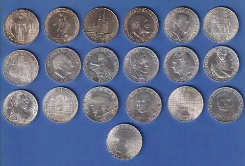 Österreich 25 Schilling Silbermünzen 1955-1973 kpl. Sammlung alle 19 Motive