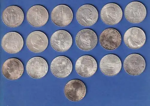 Österreich 25 Schilling Silbermünzen 1955-1973 kpl Sammlung alle 19 Motive