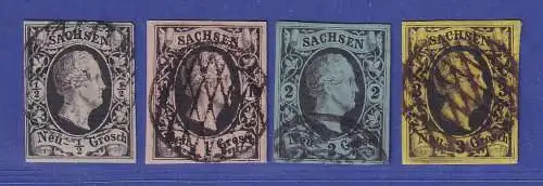 Sachsen 1851 König Friedrich August II.  Mi.-Nr. 3-6 Satz kpl. gestempelt